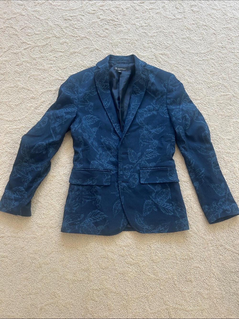 INC International Concepts Blue Floral Jacquard Sport Coat